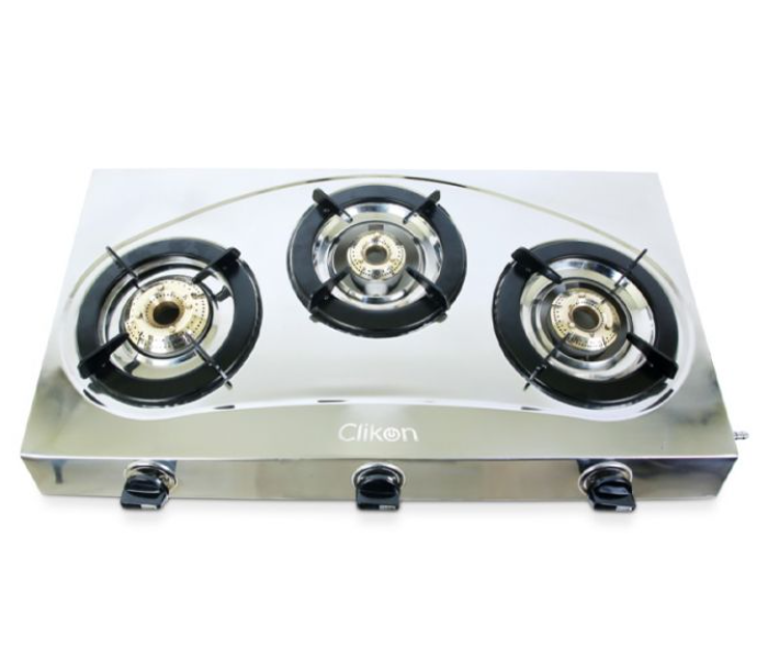 Clikon CK4290 Stainless Steel 3 Burners Gas Stove - Silver - Zoom Image