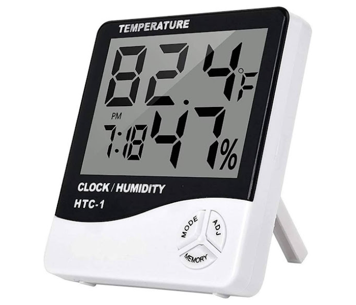 GTC Digital Thermometer Hygrometer Clock - White - Zoom Image 2