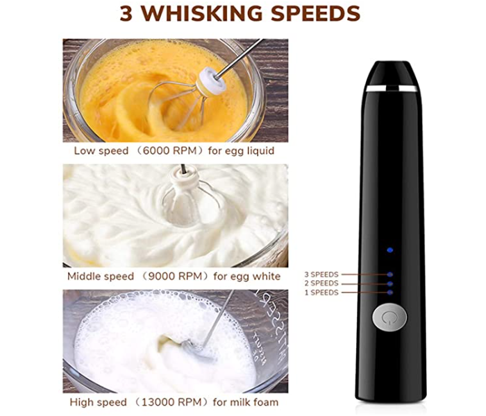 Kitdine USB Rechargeable 3-Speed Handheld Milk Frother 