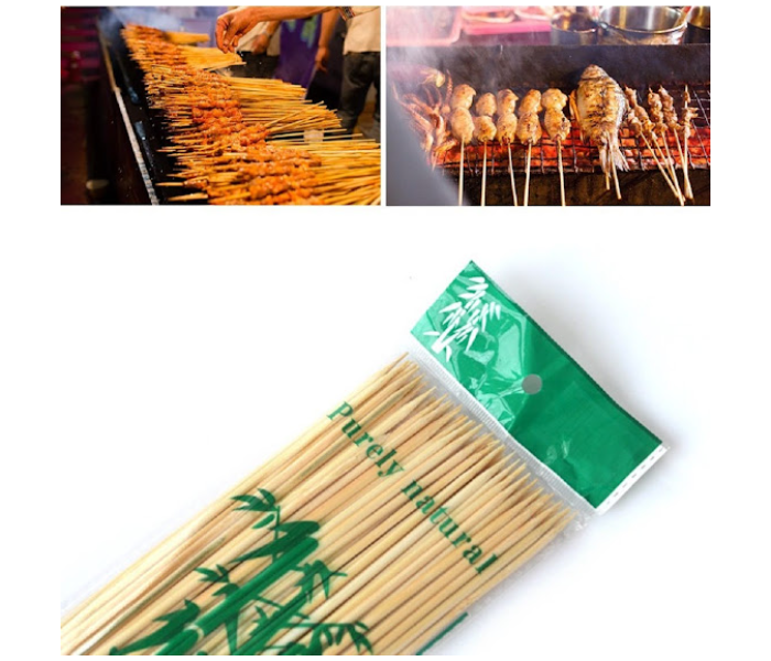 GTC Natural Bamboo Skewers Sticks For BBQ - Wood (Pack Of 90 Sticks) - Zoom Image 1