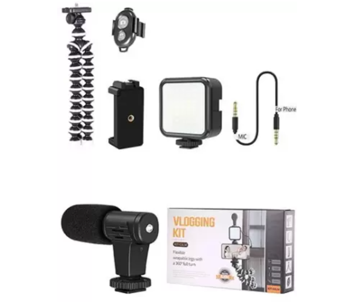 Generic KIT-03LM Phone Vlog Tripod Vlogging Kits - Black - Zoom Image 4