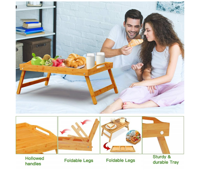 GTC Bamboo Bed Tray Table With Foldable Legs - Wood - Zoom Image 2