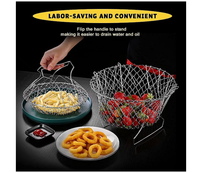 GTC Foldable Stainless Steel Deep Fry Chef Basket - Silver - Zoom Image 3