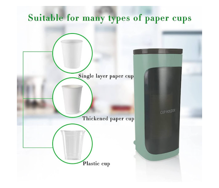 GTC Pull Type Cup Dispenser for Paper Cups and Plastic Cups - Black And Green - Zoom Image 2