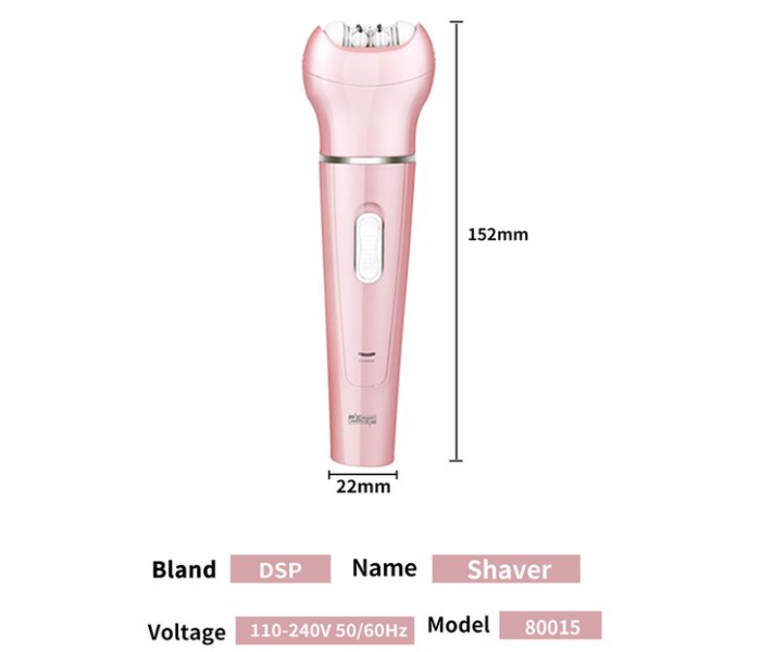 DSP 5 in1 Epilator Shaver Hair Removal And Calluses Foot Massager Facial Cleaner Massage Brush - Pink - Zoom Image 3