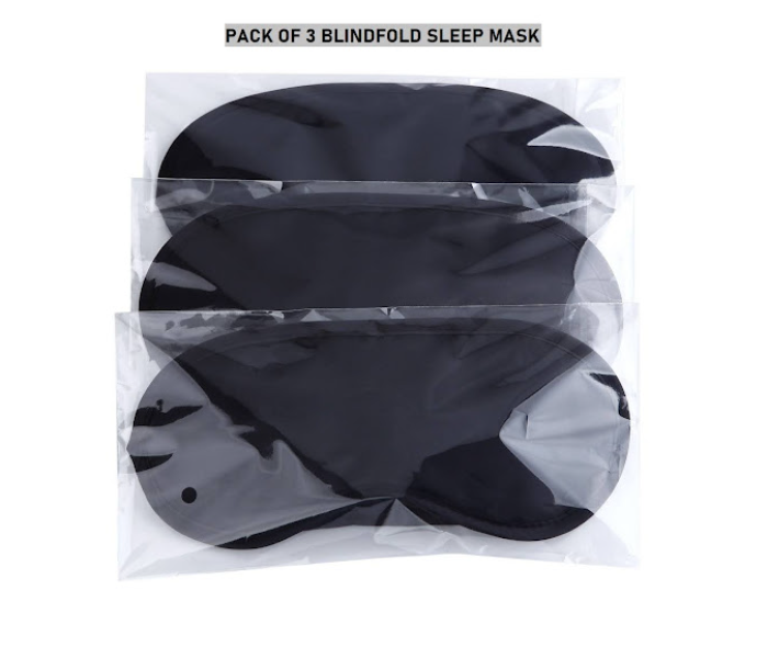 GTC (Pack Of 3 Pcs) Sleeping Blindfold Sleep Mask For Women and Men - Black - Zoom Image 6