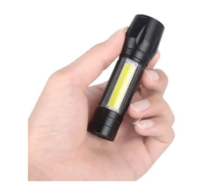 Mini 3 Mode XPE COB 10.1cm Rechargeable LED Flashlight Torch With Box - Black - Zoom Image 5