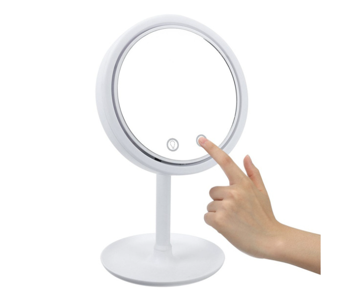 Generic 3 in 1 LED Rotatable Dimmable Makeup Mirror with Fan USB Charging Selfie Ring Light - White - Zoom Image 4