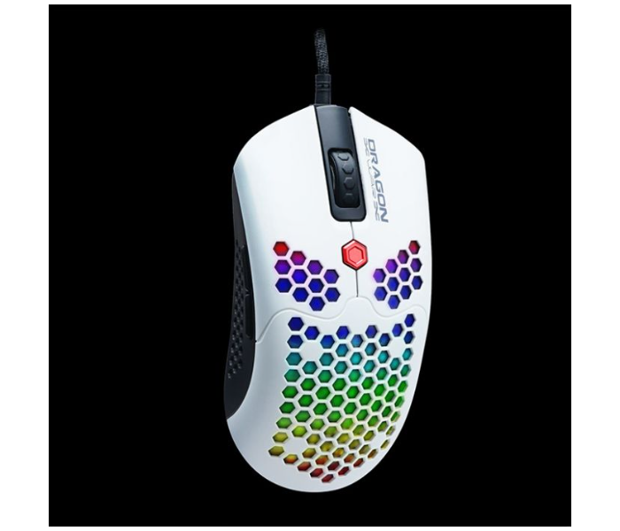 Dragon War ELE-G25-WH Ultra-Light Honeycomb RGB Gaming Mouse 12000 DPI - White - Zoom Image 1