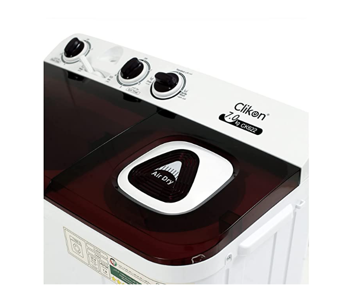 Clikon CK638 7Kg Twing Tub Semi Automatic Washing Machine - White - Zoom Image 4