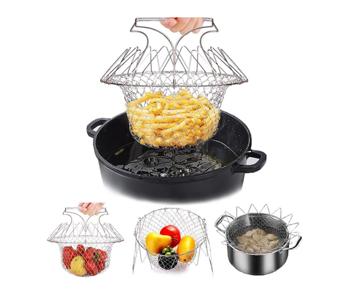 GTC Foldable Stainless Steel Deep Fry Chef Basket - Silver - Zoom Image 1