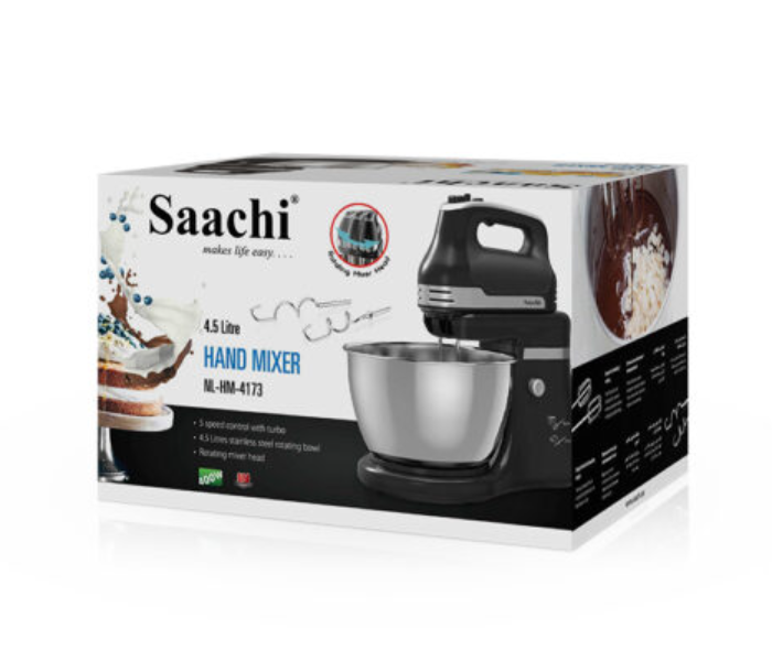 Saachi NL-HM-4173 5 Speed Hand Mixer - Black and Silver - Zoom Image 4