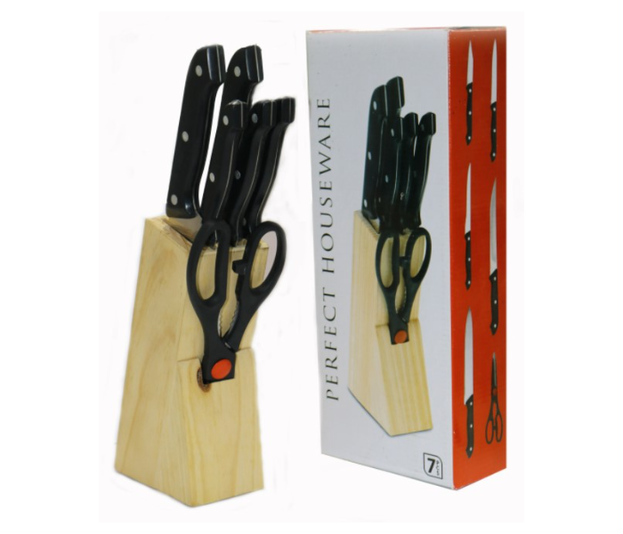 WT FT1405 7 Pieces Knife Set With Block - Black - Zoom Image