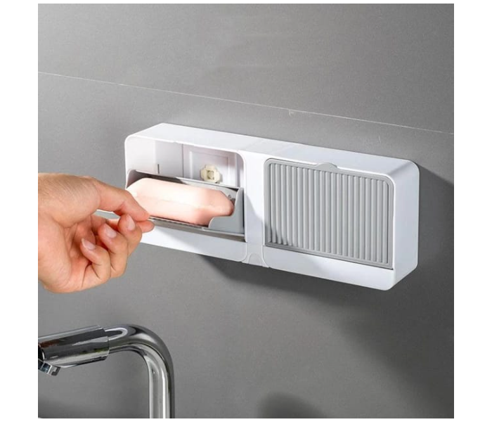 DIY 2 in 1 Adhesive Wall Mounted Soap Dish Drain Box - A - Zoom Image 2