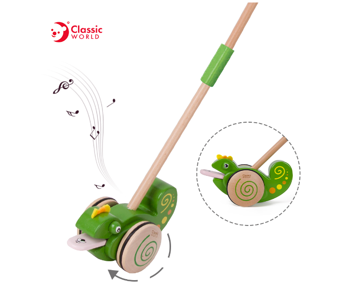 Classic World 10507 Wooden Push Chameleon Toy for Kids - Zoom Image 4