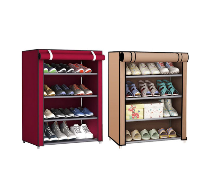 GTC 4 Grids Simple Shoe Rack - Brown - Zoom Image 2