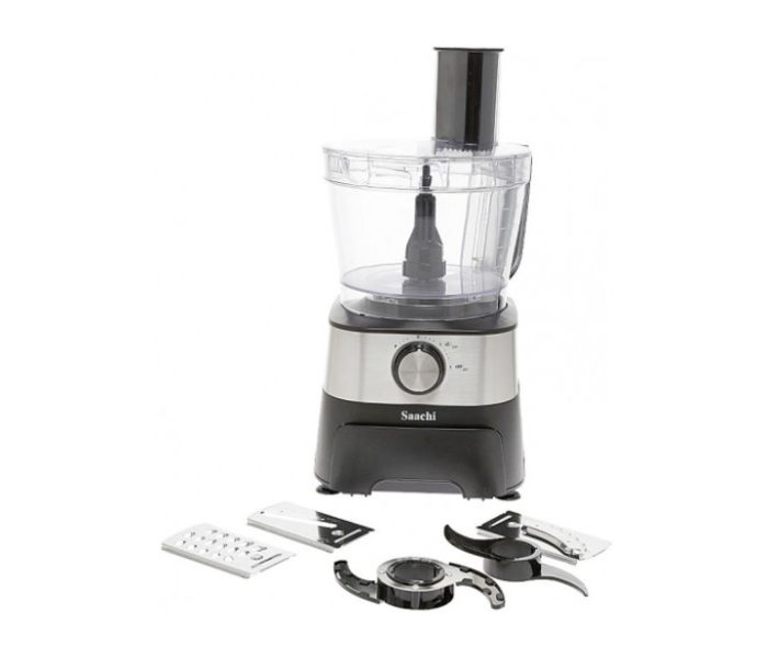 Saachi FP4958 800 Watts 2 Litre Food Processor with 8 Attachments  - Black and Silver - Zoom Image 2