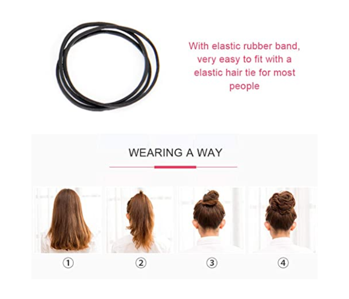 Pack of 3 Colours Stylish Wavy Original Natural Washable Hair Bun with Elastic Rubber Band - Zoom Image 2