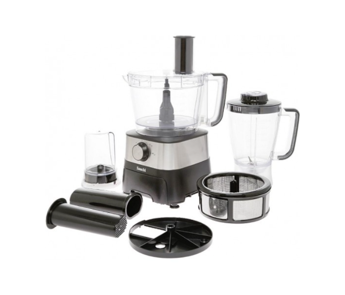 Saachi FP4958 800 Watts 2 Litre Food Processor with 8 Attachments  - Black and Silver - Zoom Image 1