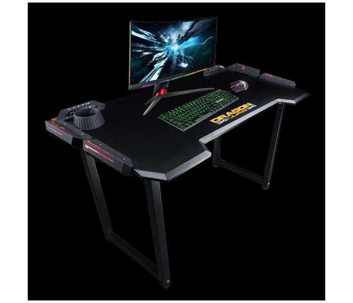 Dragon War GT-005 Pro-Gaming Desk -RGB Light Effect - Black - Zoom Image 1