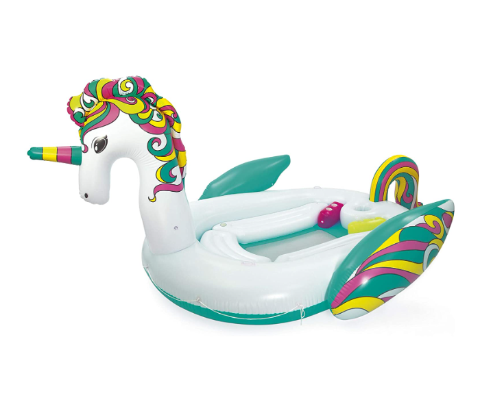 Bestway 43228 Inflatable Giant Unicorn Swimming Island - Blue and White - Zoom Image 1