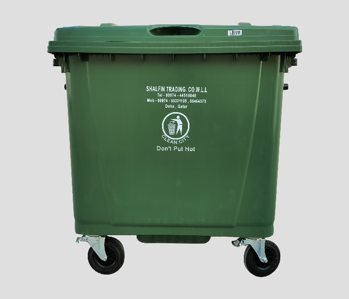 24 Waste Bin Flat Lid 1100 Litre - Green - Zoom Image