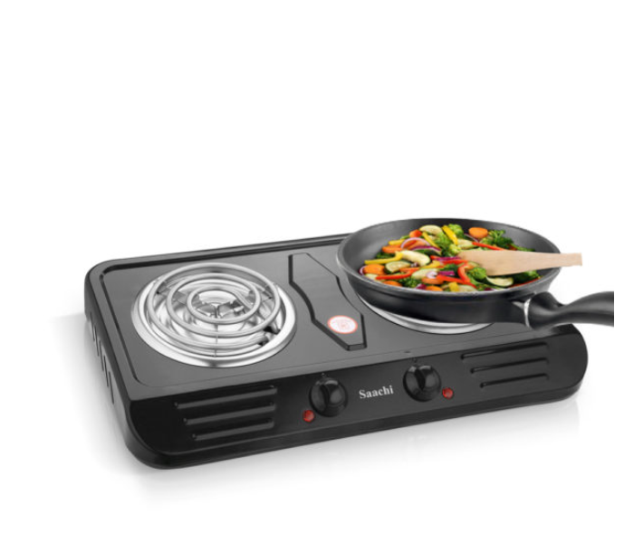 Saachi HP-6216C 2000 Watts Double Burner Hotplate - Black and Silver - Zoom Image 2