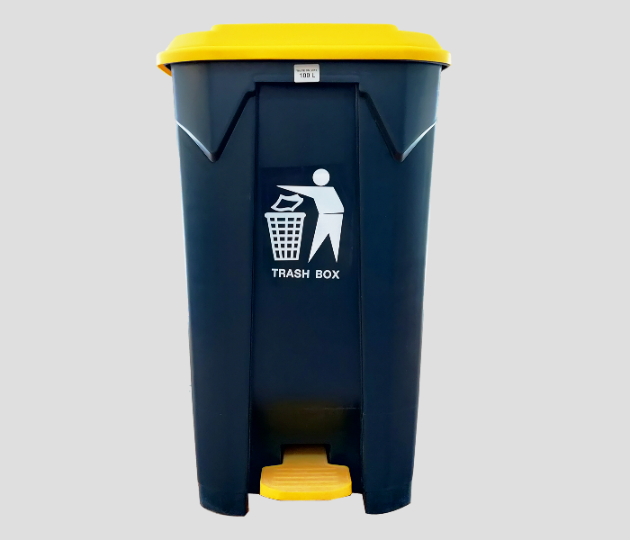 35 Plastic Bin 100 Litre With Pedal - Grey and Yellow - Zoom Image