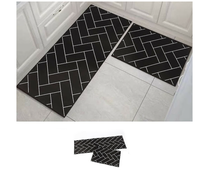 GTC 2 Piece Set Kitchen Mat Cushioned Anti-Fatigue Non Slip Mats and Rugs - Black - Zoom Image 3