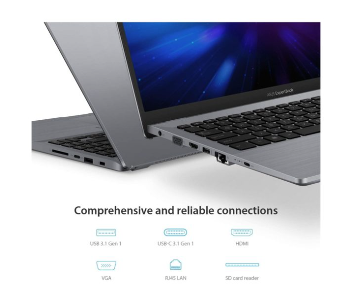 Asus P3540FA-BR1345R Pro 15.6 Inch FHD Intel Core i5 Processor 8GB DDR4 RAM 512GB SSD Intel UHD Graphics Windows 10 Pro - Silver - Zoom Image 6