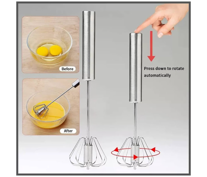 GTC Stainless Steel Semi-Automatic Egg Beater - Silver - Zoom Image 7