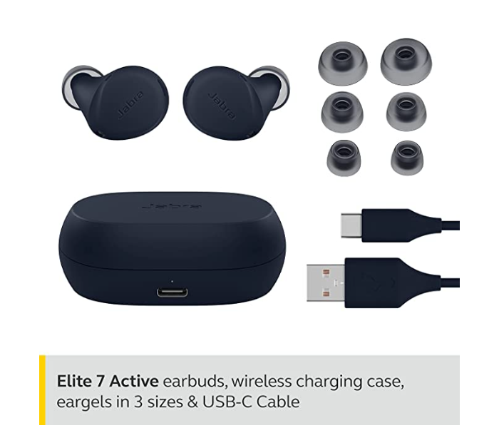 Jabra Elite 7 Active Waterproof Sports Bluetooth Truly Wireless in Ear Earbuds with Mic - Navy - Zoom Image 2