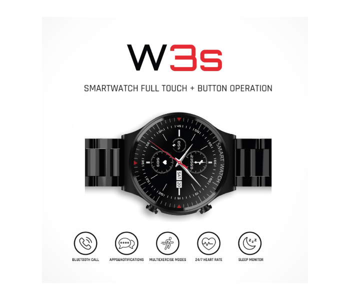 Ismart W3S Full Touch Smart Watch - Black - Zoom Image 2