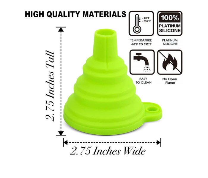 GTC Foldable Silicone Collapsible Funnel - Green (Pack Of 2 PCS) - Zoom Image 7