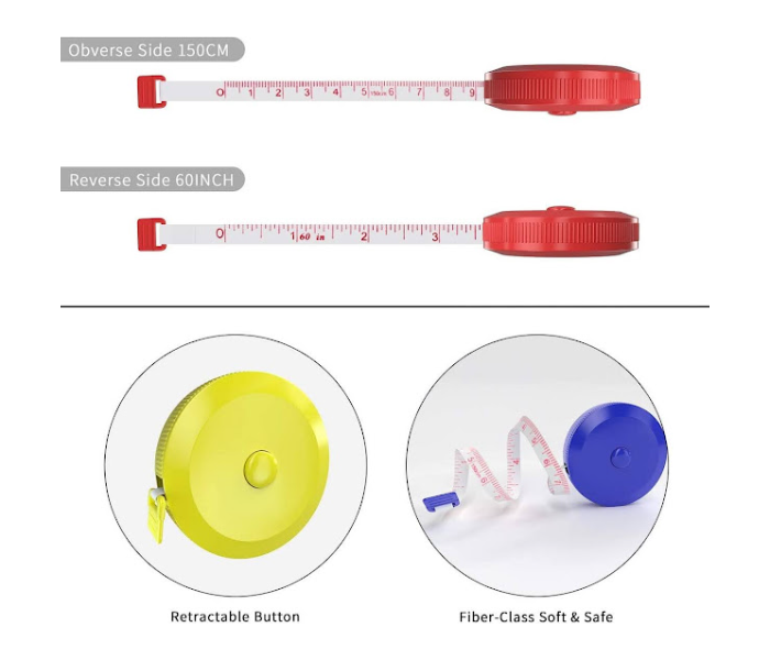 GTC 60 Inch Retractable Measuring Tape - Yellow - Zoom Image 4