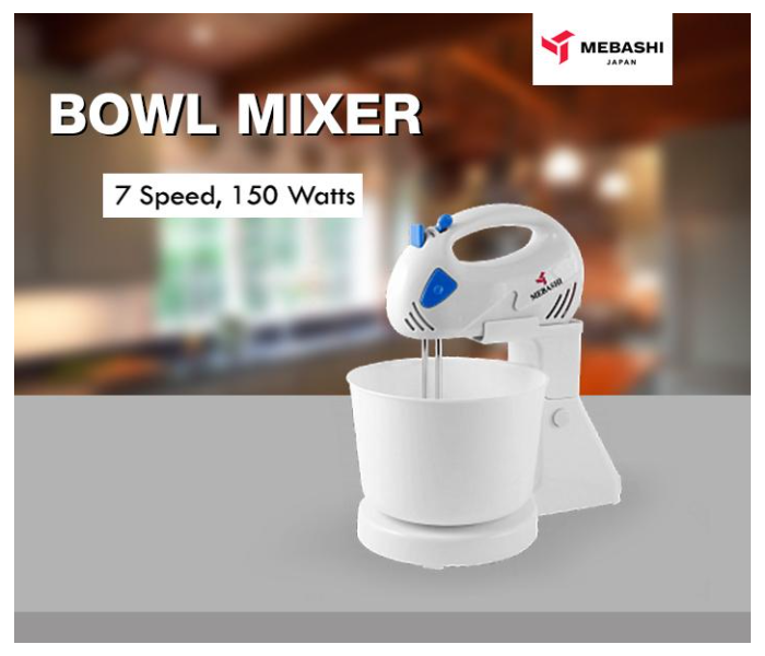 Mebashi ME-BWM1606PP 150 Watts Bowl Mixer - White - Zoom Image 1