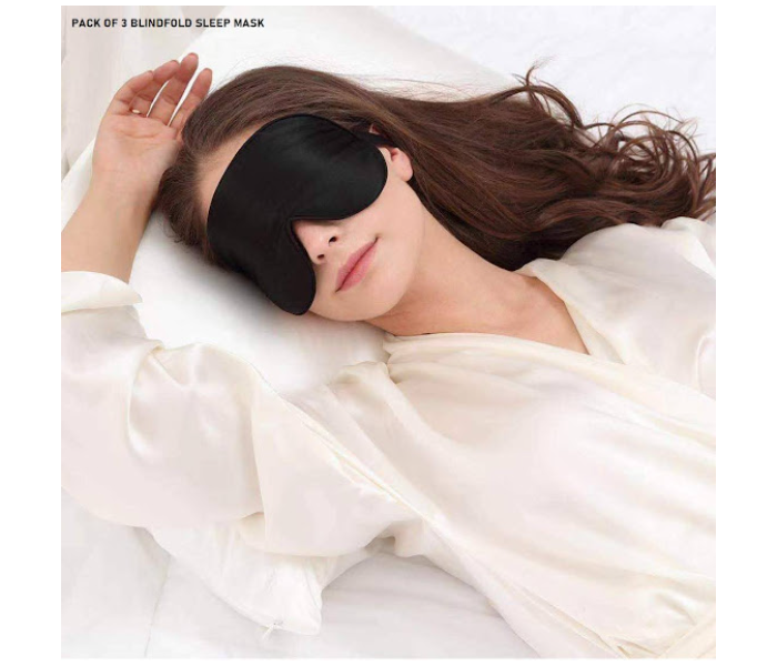 GTC (Pack Of 3 Pcs) Sleeping Blindfold Sleep Mask For Women and Men - Black - Zoom Image 1