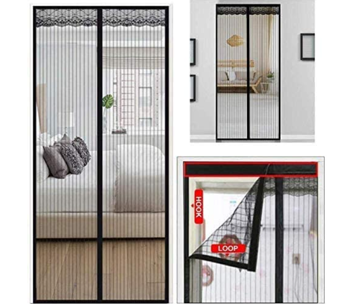 Generic Magnetic Fly Screen Door, Heavy Duty Bug Mesh Curtain with Powerful Magnets and Full Frame Magic Tape, Insect Protection Door - Black - Zoom Image 6