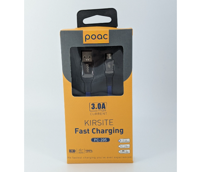 Poac PC-205 Kirsite Micro Fast Charging Cable - Blue - Zoom Image 2