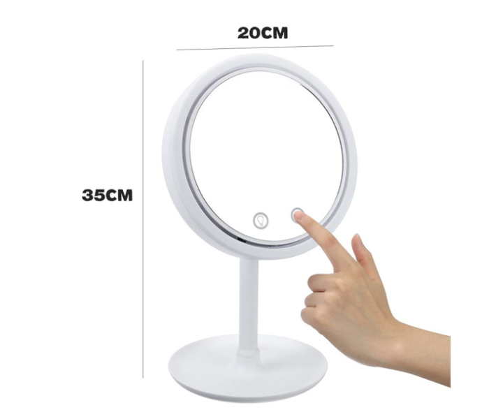 Generic 3 in 1 LED Rotatable Dimmable Makeup Mirror with Fan USB Charging Selfie Ring Light - White - Zoom Image 12