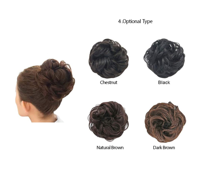 Pack of 4 Colours Stylish Wavy Original Natural Washable Hair Bun with Elastic Rubber Band - Zoom Image 1