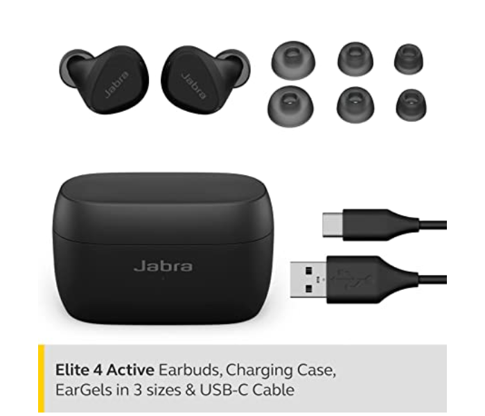 Jabra Elite 4 Active In-Ear Bluetooth Earbuds with Mic - Black - Zoom Image 2