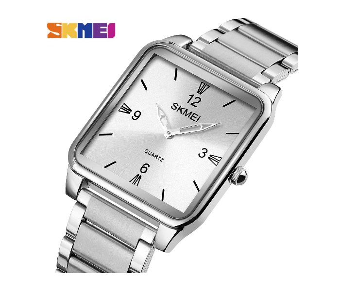 SKMEI 1603 Clock Stainless Steel and PU Leather Bracelet Men Analog Watches - Silver - Zoom Image 4