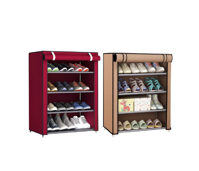 GTC 4 Grids Simple Shoe Rack - Wine Red - Zoom Image 2