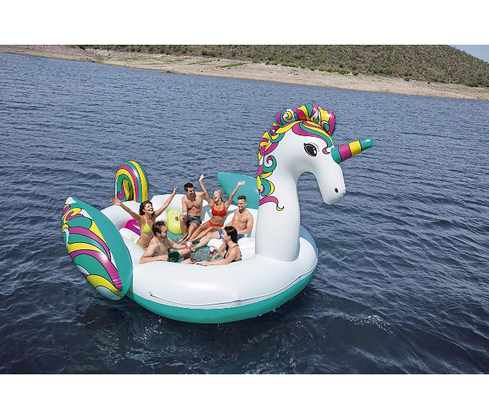 Bestway 43228 Inflatable Giant Unicorn Swimming Island - Blue and White - Zoom Image 2