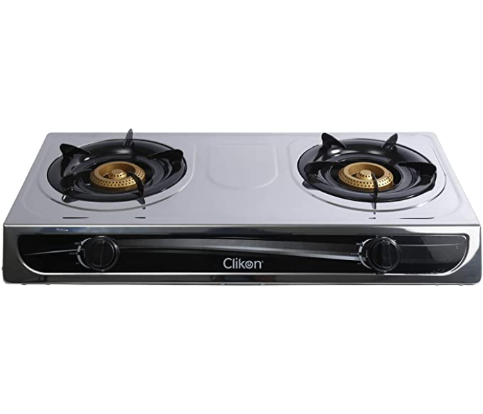 Clikon CK4287 2 Burner Stainless Steel Gas Stove with Automatic Ignition - Black - Zoom Image 1