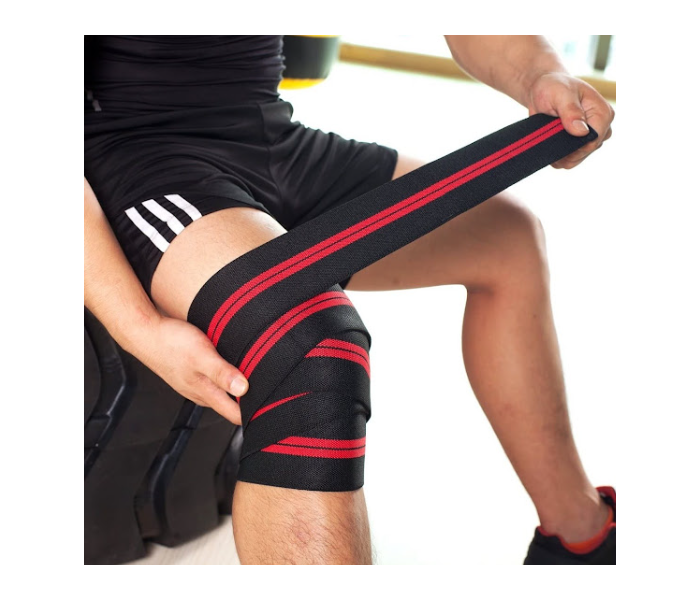 GTC 1 Pair Unisex Knee Support Strap - Black and Red - Zoom Image 1