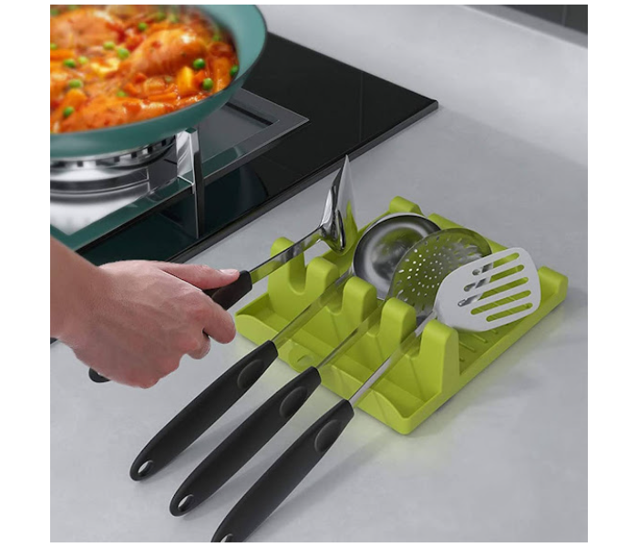 GTC Multifunction Spatula and Pot Lid Holder - Green & White - Zoom Image 1