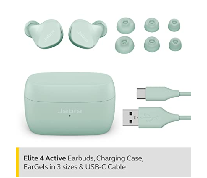 Jabra Elite 4 Active In-Ear Bluetooth Earbuds with Mic - Mint - Zoom Image 2