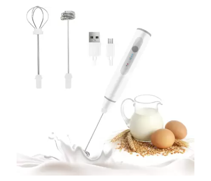 USB Rechargeable Milk Frother Handheld Foam Maker - White - Zoom Image 1